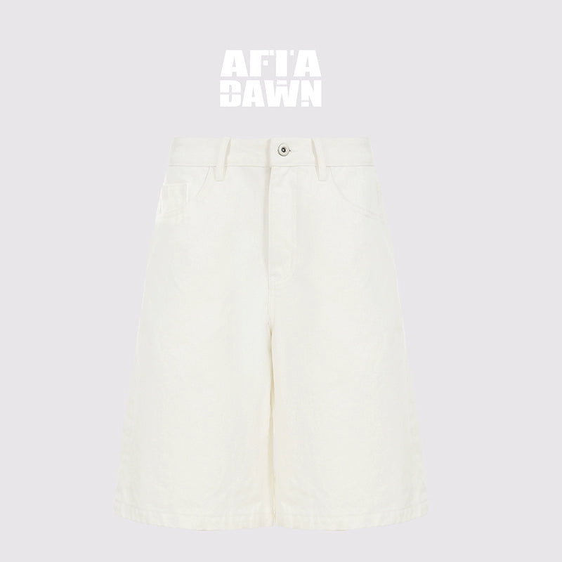 AFTADAWN_Vintage_Washed_White_Cotton_Relaxed_Fit_Mid_Thigh_Denim_Shorts_MISSTT