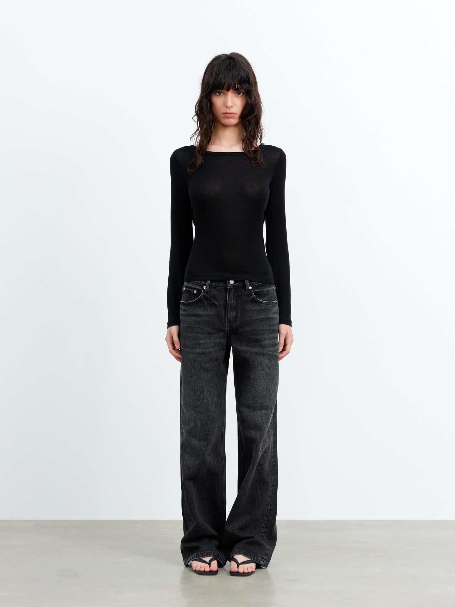 AFTADAWN Viscose Wool Backless Beaded Long Sleeve V-neck Top