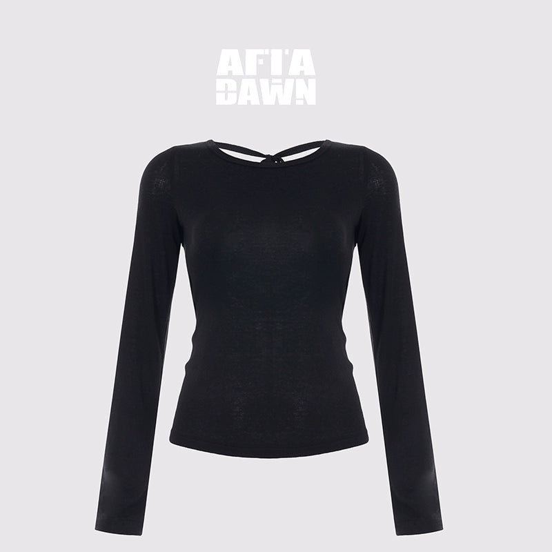 AFTADAWN_Viscose_Wool_Backless_Beaded_Long_Sleeve_V-neck_Top_MISSTT