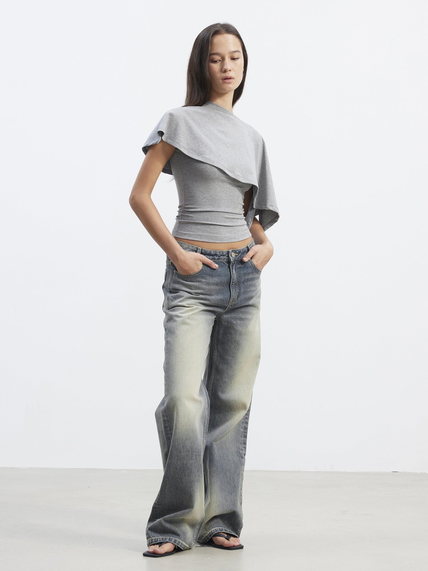 AFTADAWN Washed Distressed Relaxed Slimming Silhouette Women&