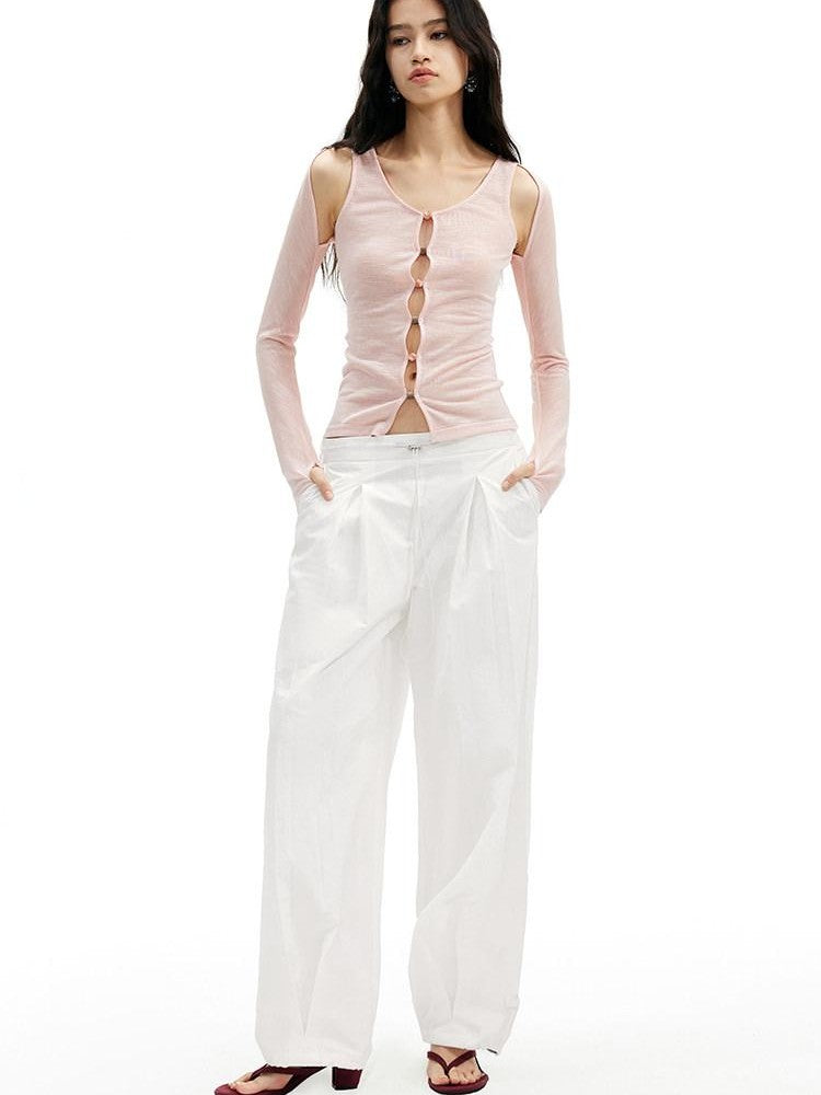 AFTADAWN White Textured Crinkle Pleated Draped Women&