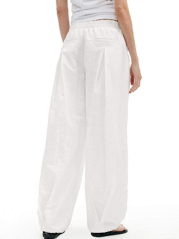 AFTADAWN White Textured Crinkle Pleated Draped Women&