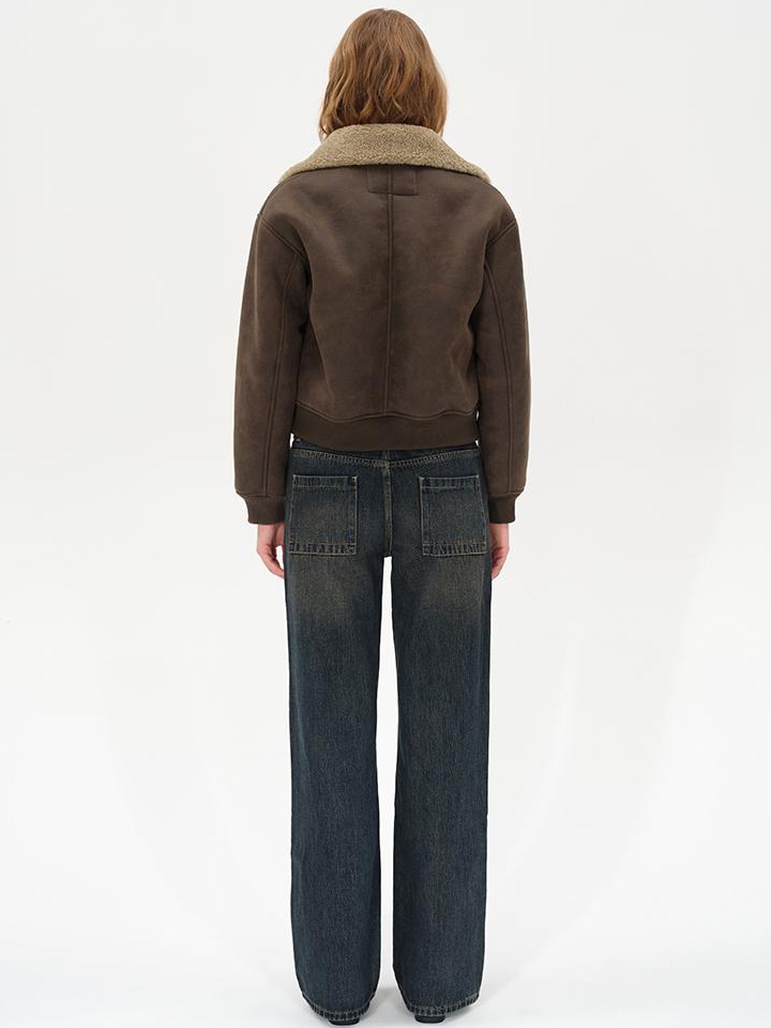 AFTADAWN Winter Shearling Collar Cropped Jacket