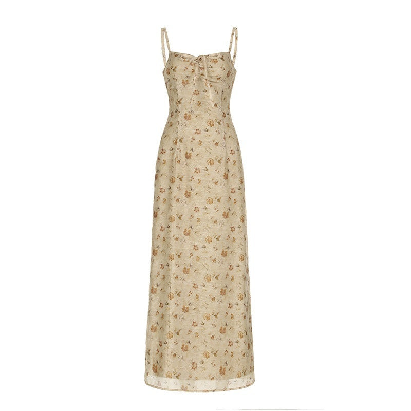 AFTADAWN_Yellow_Textured_Jacquard_Cinched_Waist_Aline_Women&