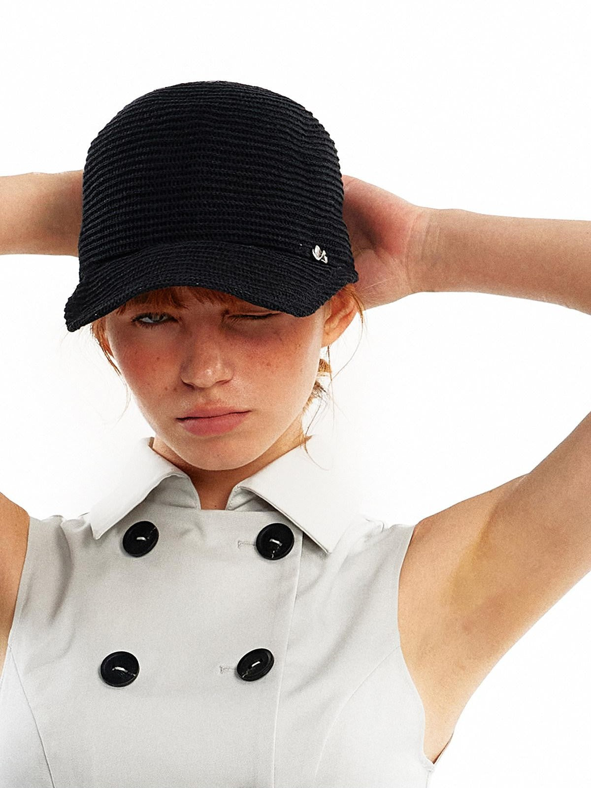 ALINNV Black And Off White Two Colors Wide Brim Women&