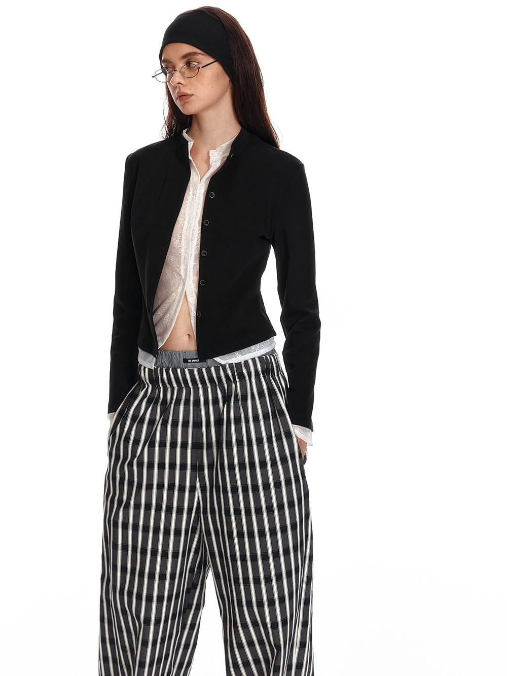 ALINNV Black Faux Two Piece Lace Knit Women&
