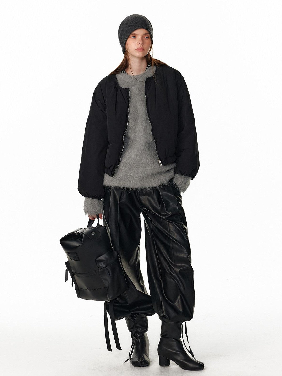 ALINNV Black Utility Knife Cut Natural Waist Streetwear Women&