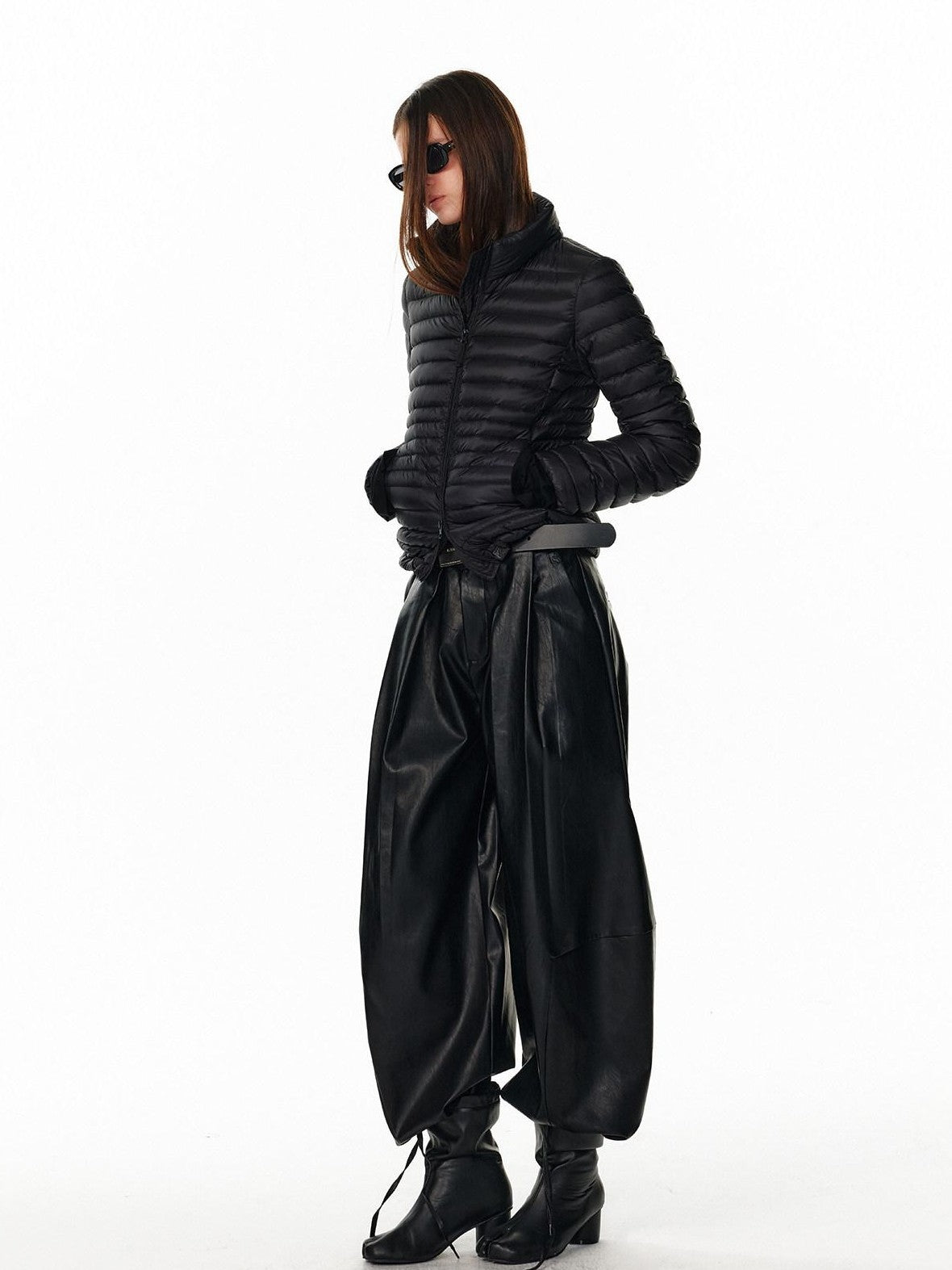 ALINNV Black Utility Knife Cut Natural Waist Streetwear Women&