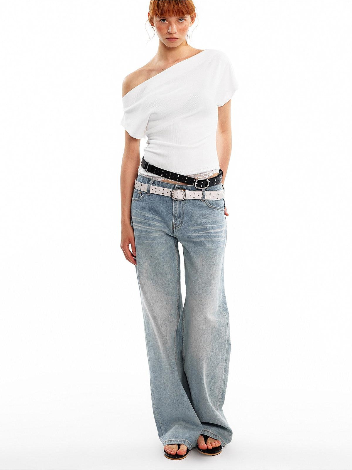 ALINNV Black White Reversible Lace Stretch Cropped Slim Women&
