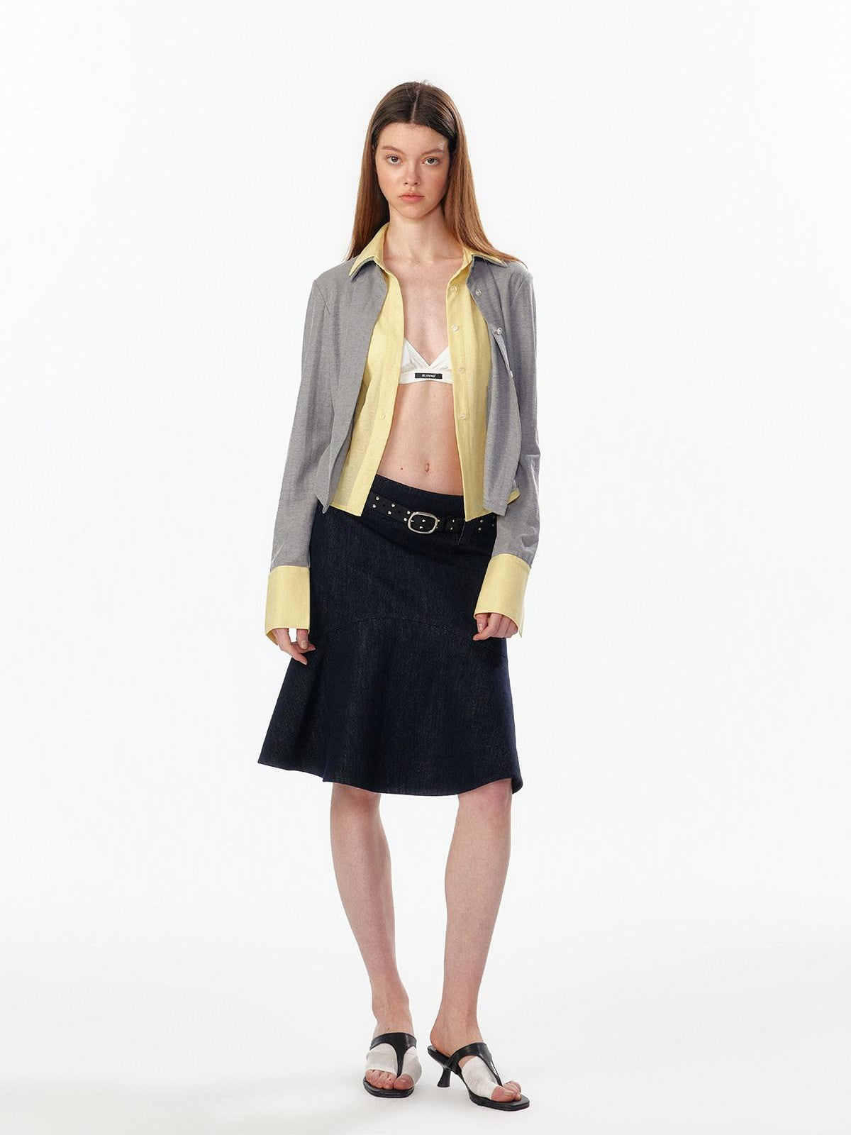 ALINNV Colorblock Faux Layered Cinched Waist Women&