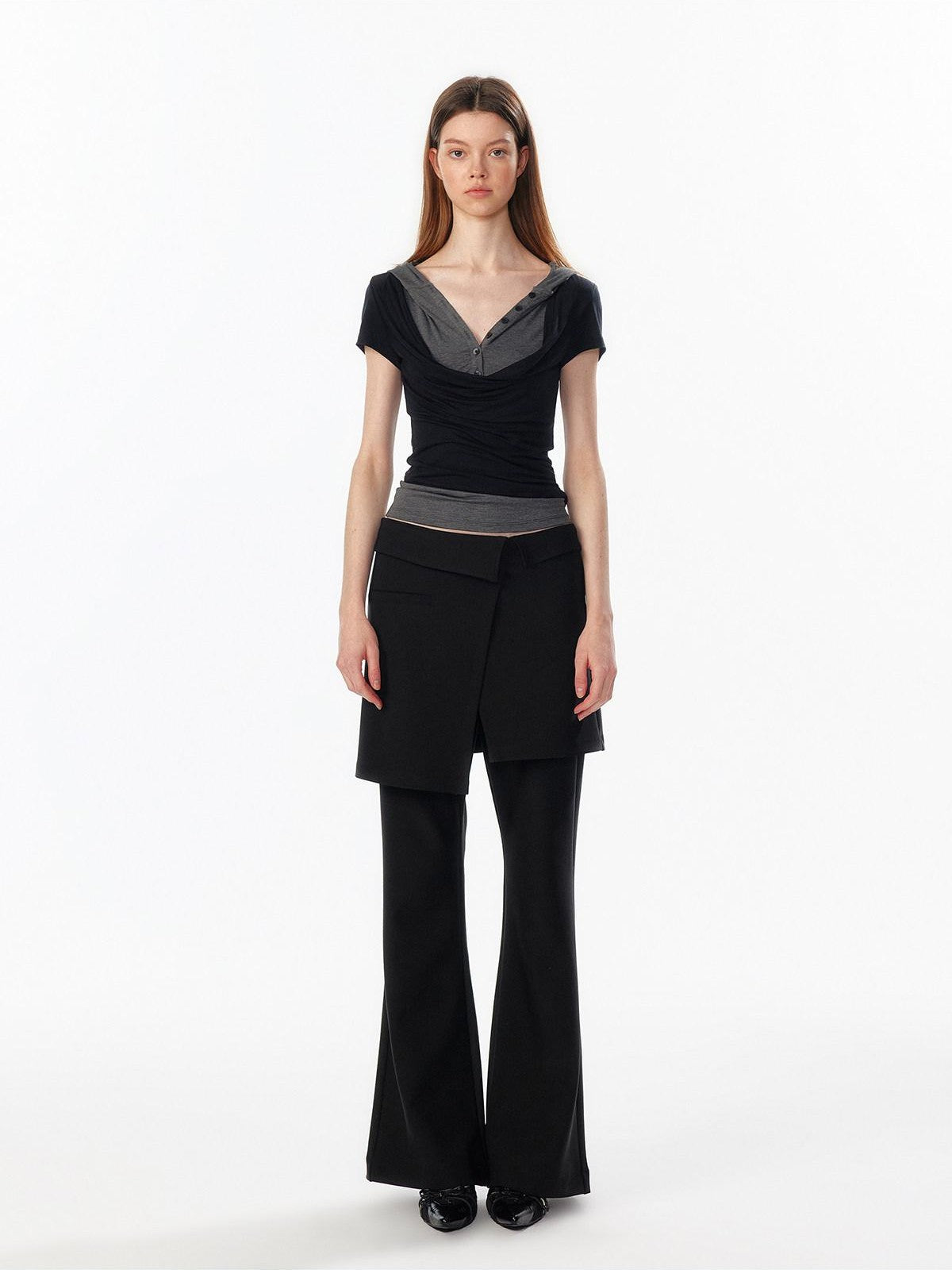 ALINNV Colorblock Spliced Layered Hooded Slimming Women&