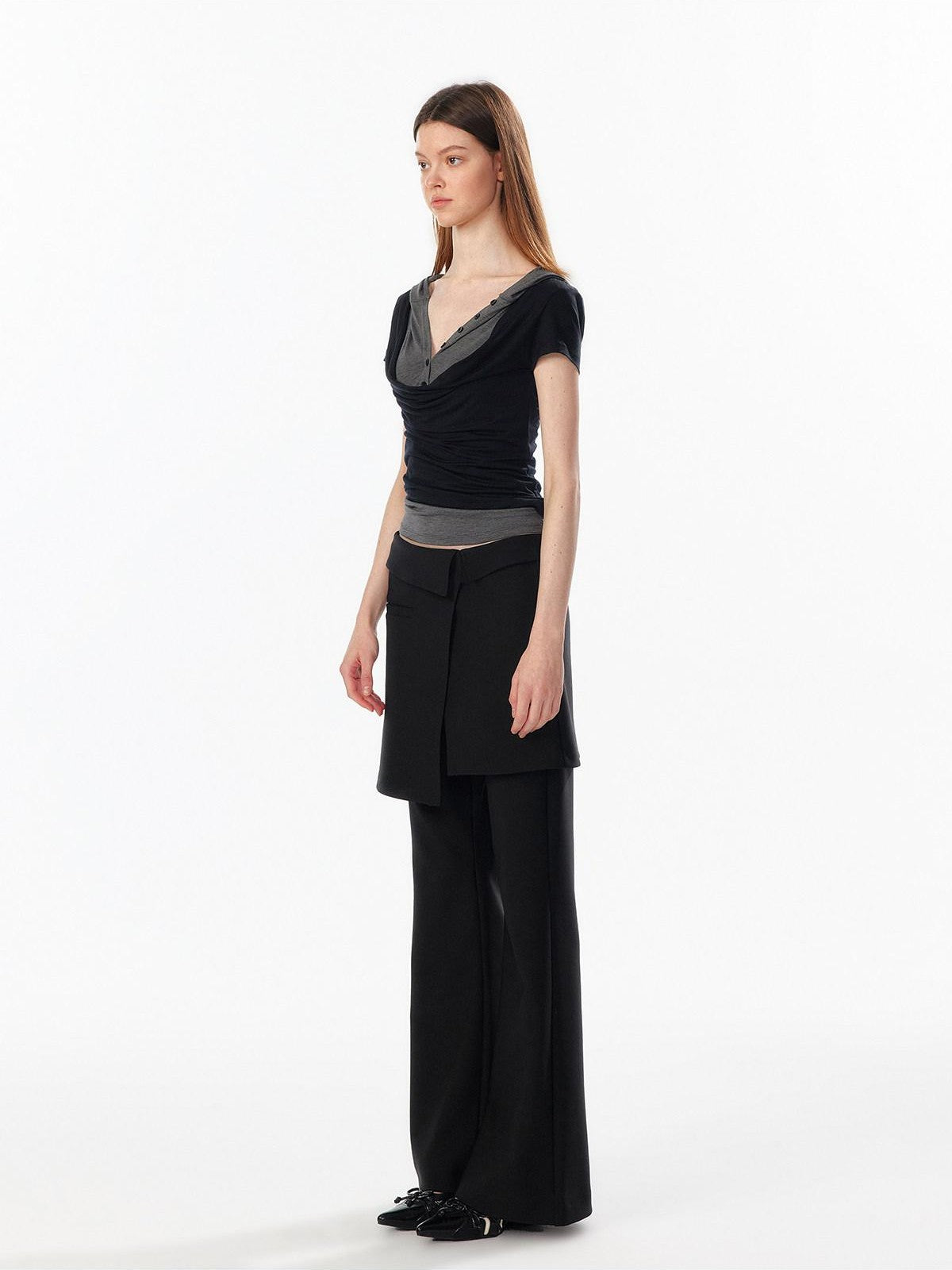 ALINNV Colorblock Spliced Layered Hooded Slimming Women&