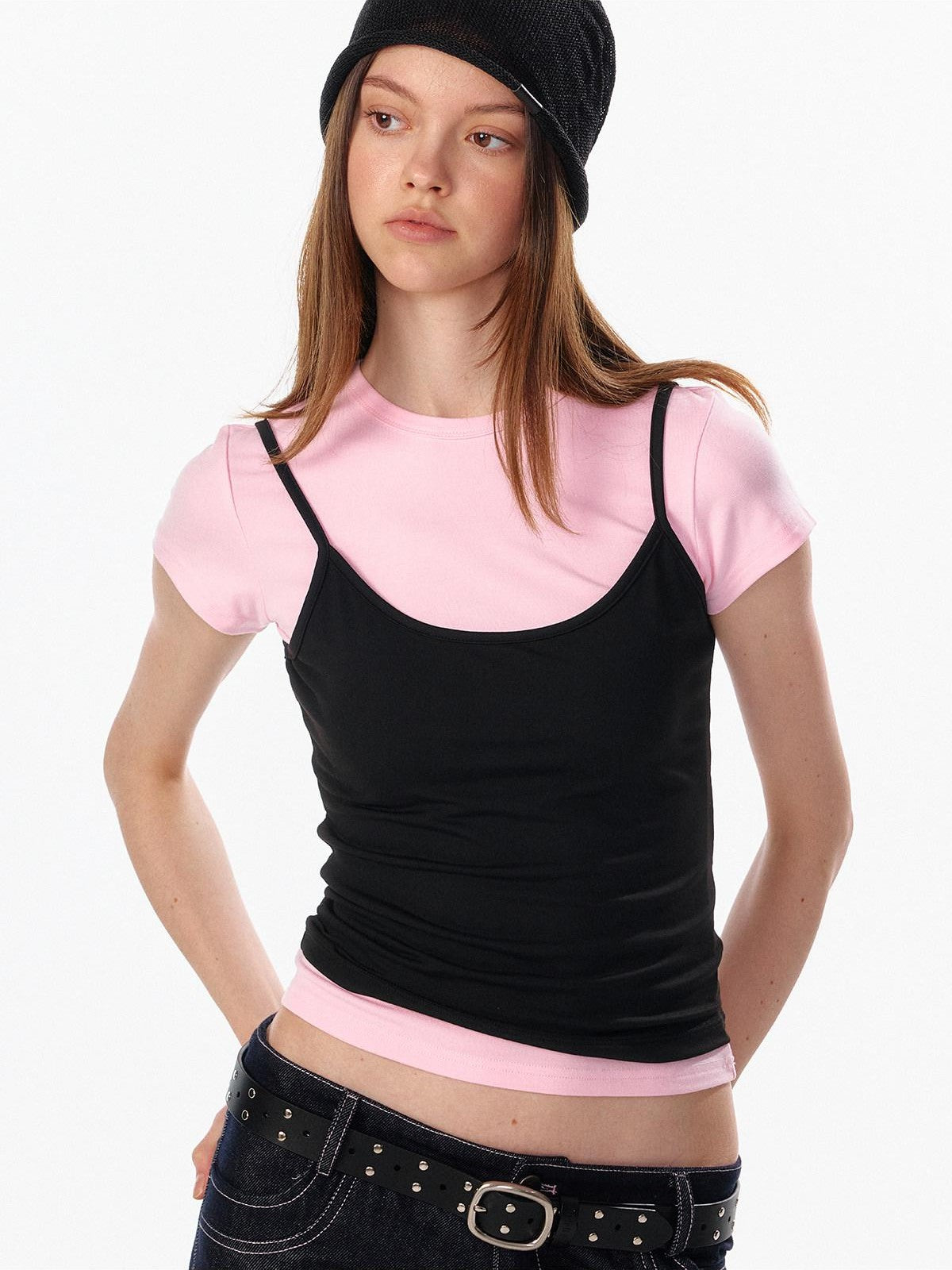 ALINNV Cropped Hourglass Slim Fit Crew Neck Women&