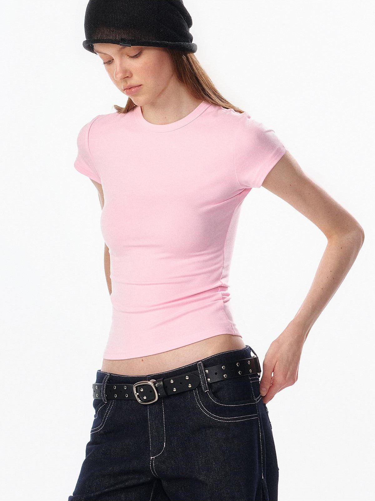 ALINNV Cropped Hourglass Slim Fit Crew Neck Women&