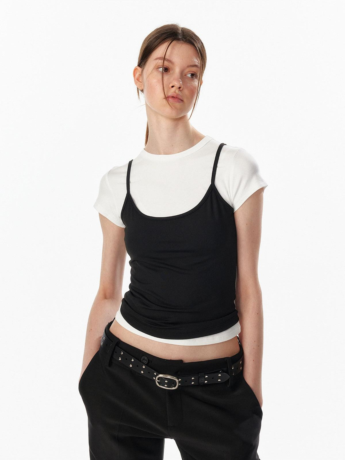 ALINNV Cropped Hourglass Slim Fit Crew Neck Women&