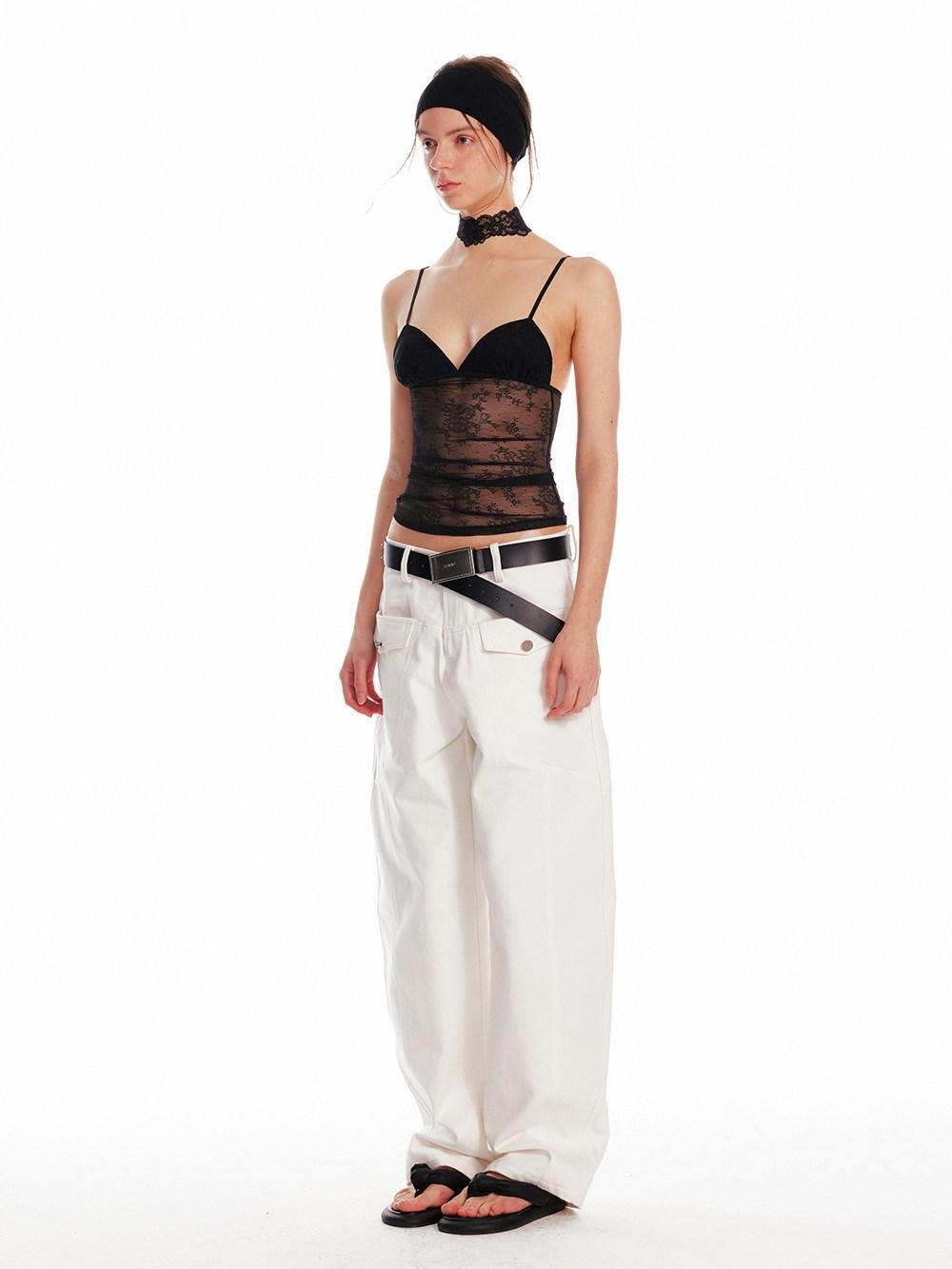ALINNV Cropped Lace Triangle Cup Adjustable Straps Solid Slim Fit Women&