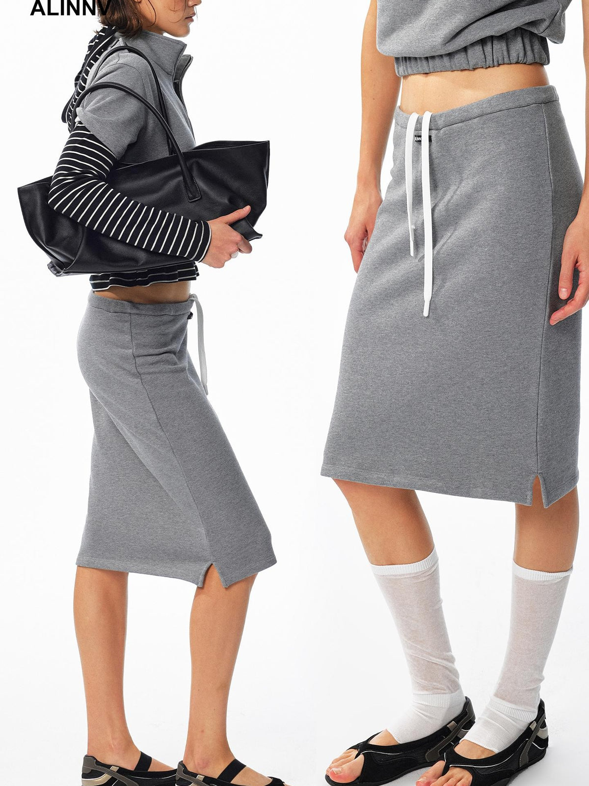 ALINNV Drawstring Straight Hem Cotton Women&
