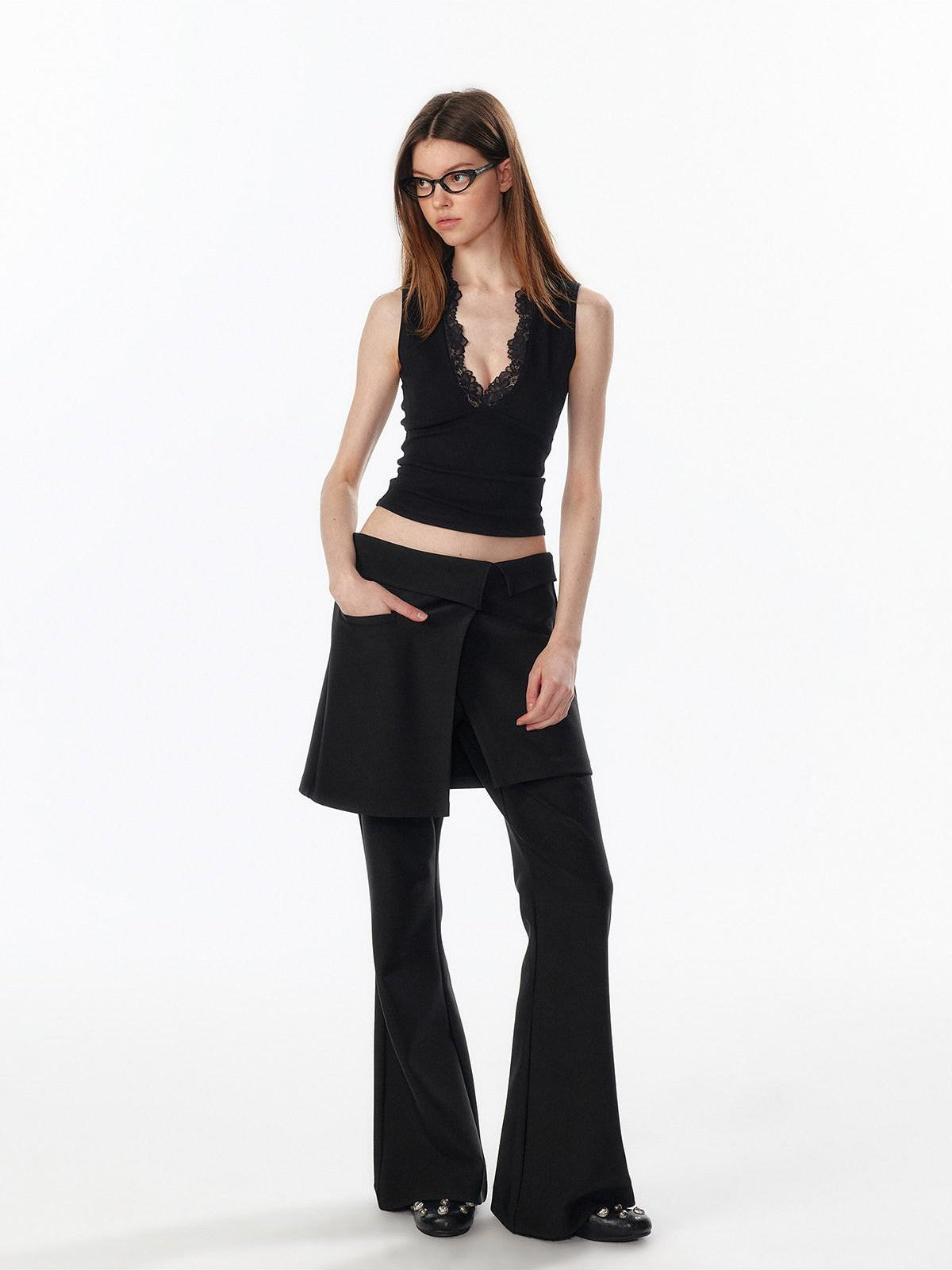 ALINNV Faux Two Piece Skort Slimming Hip Cover Women&