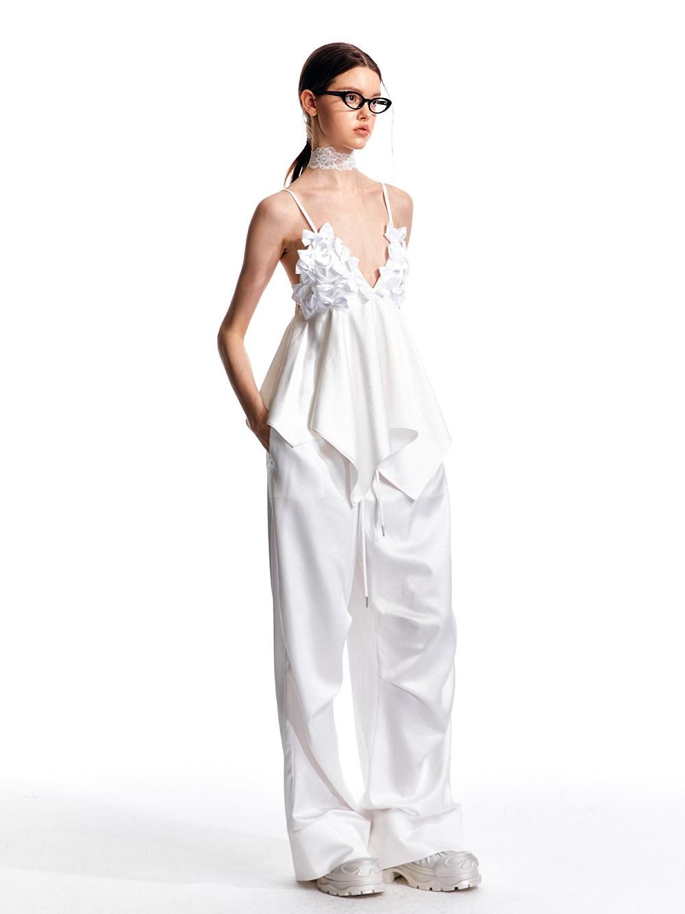 ALINNV Flared Hem Bow V-neck Loose Original Design Women&