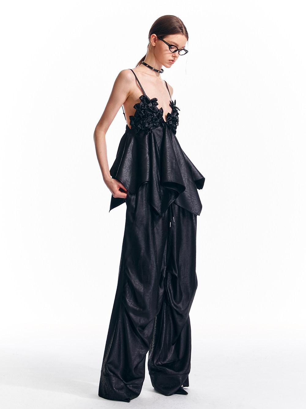 ALINNV Flared Hem Bow V-neck Loose Original Design Women&