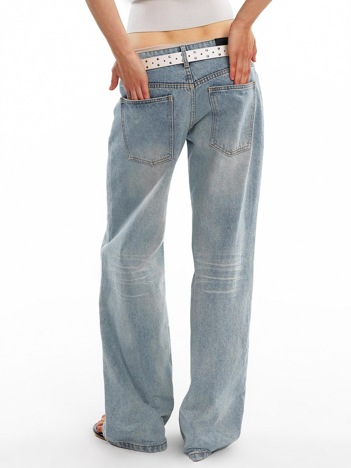 ALINNV Light Wash Distressed Breathable Low Rise Women&