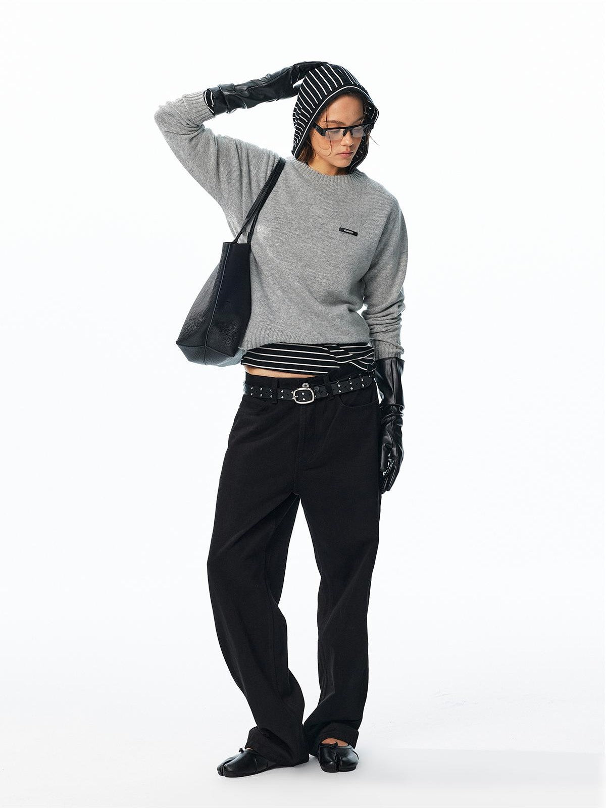 ALINNV Loose Fit Crew Neck Long Sleeve 100% Wool Women&