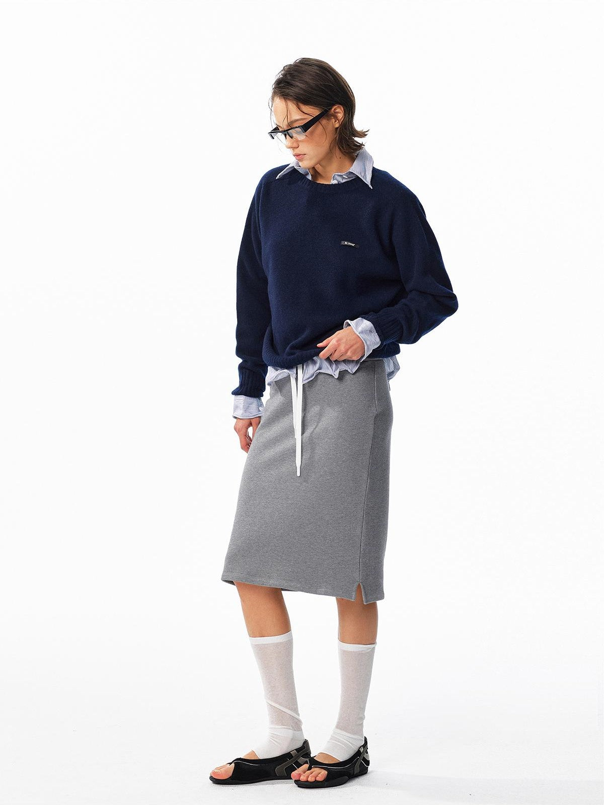 ALINNV Loose Fit Crew Neck Long Sleeve 100% Wool Women&
