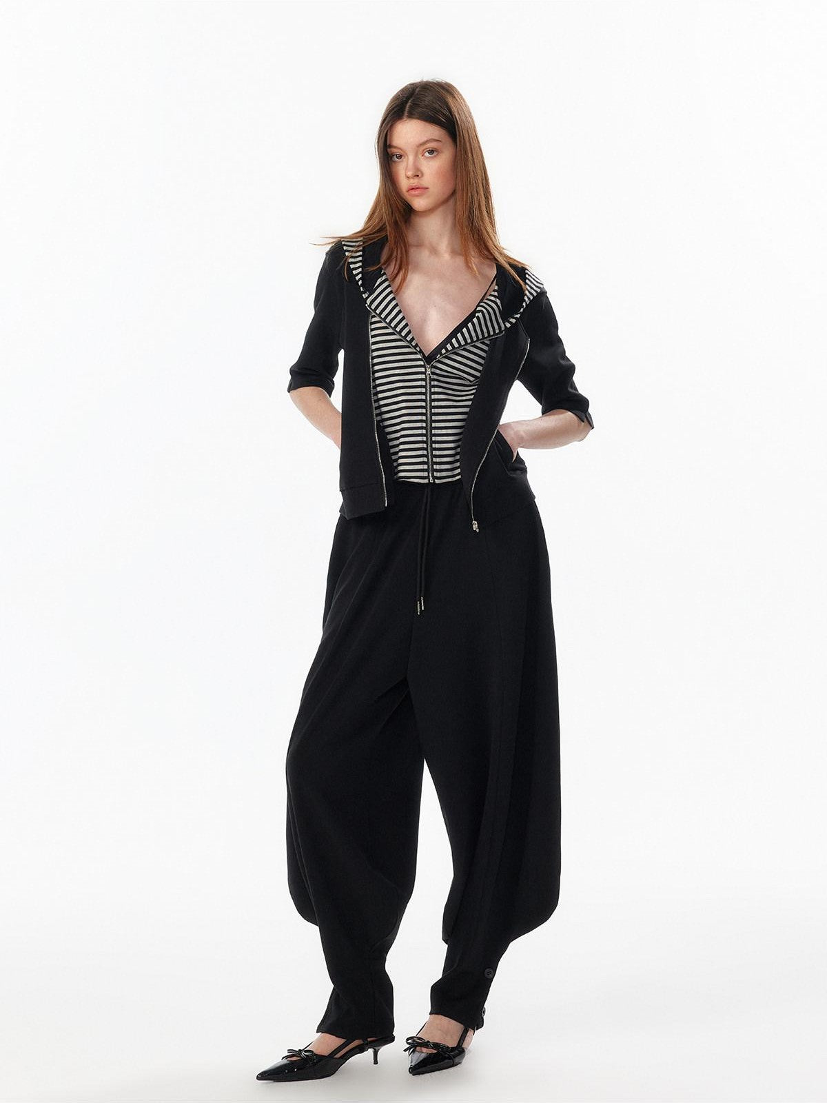 ALINNV Oatmeal Gray Structured Cut Wide Split Hem Women&
