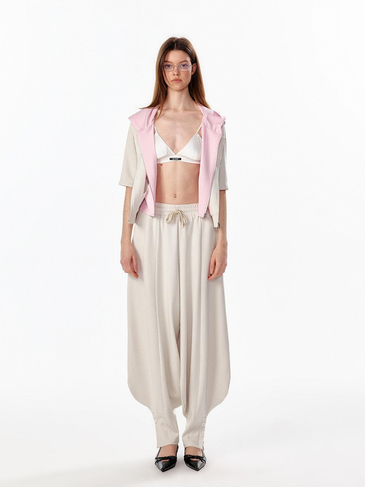 ALINNV Oatmeal Gray Structured Cut Wide Split Hem Women&