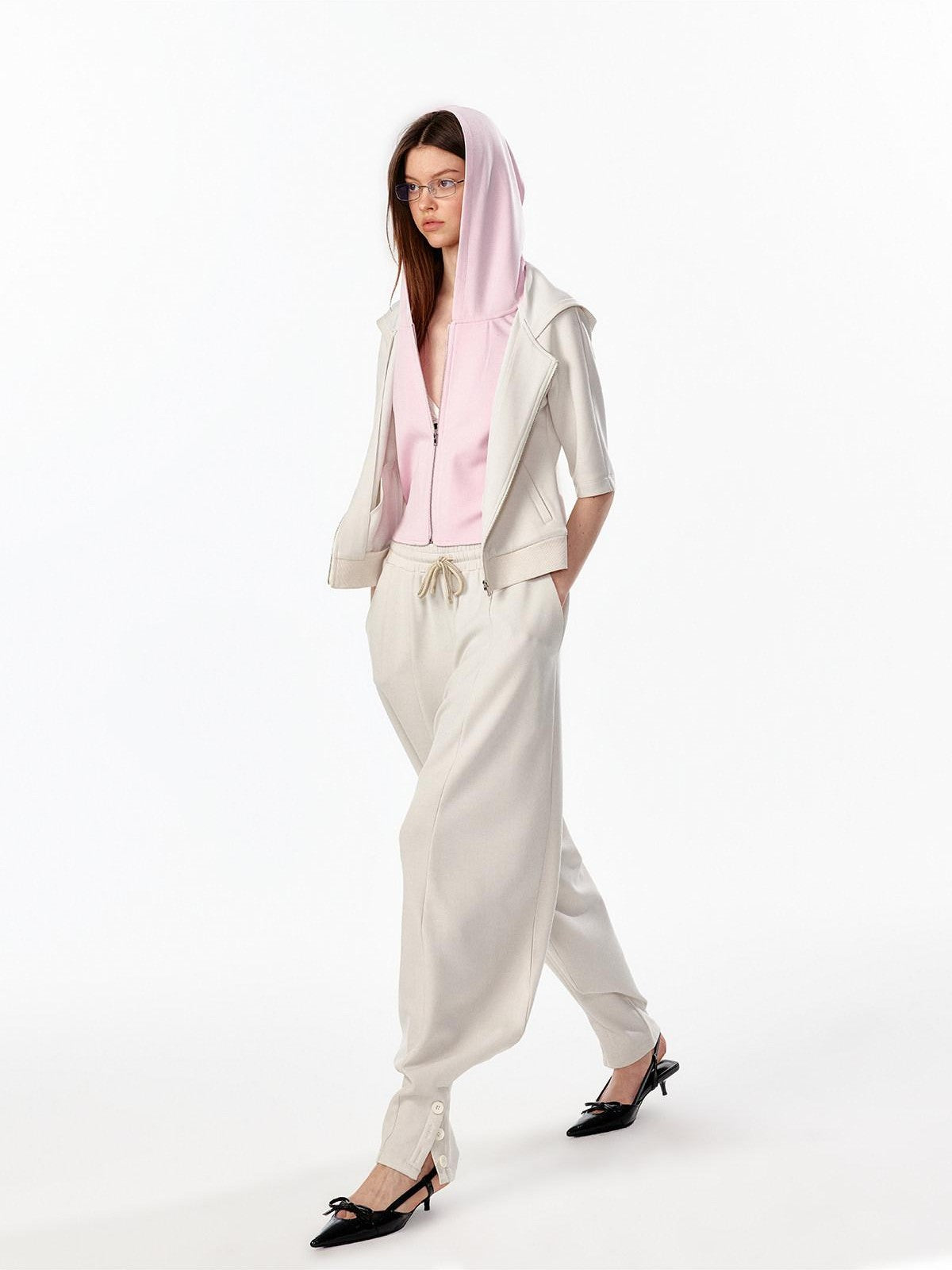 ALINNV Oatmeal Gray Structured Cut Wide Split Hem Women&