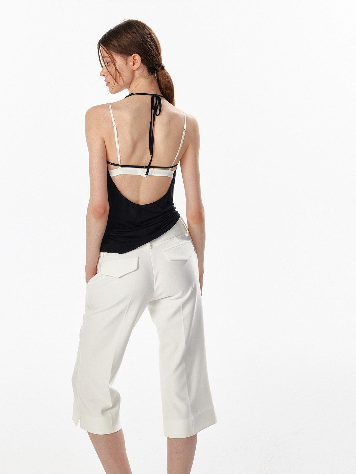 ALINNV Plunging Deep V Halter Tie Backless Strappy Slim Women&