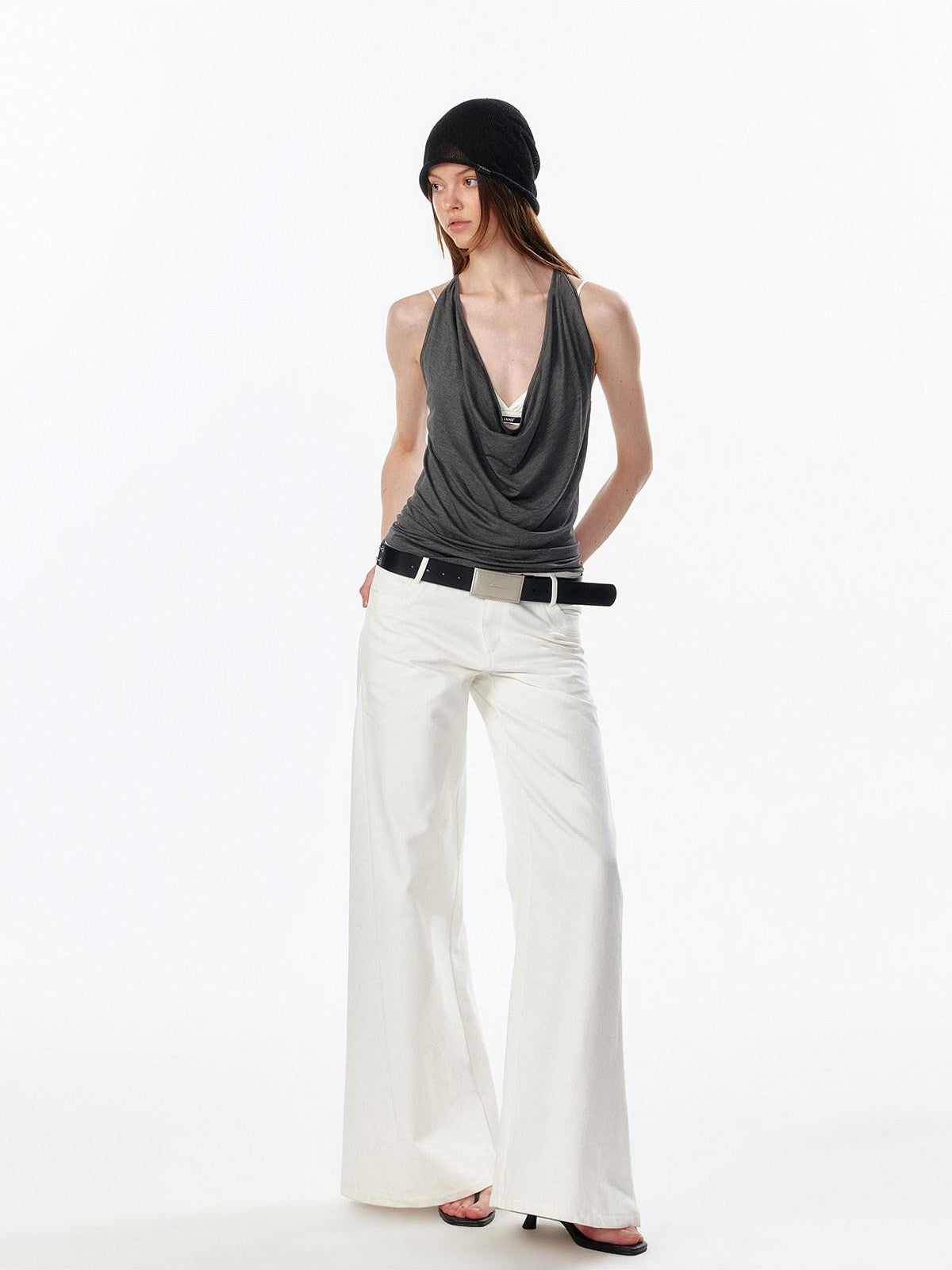 ALINNV Plunging Deep V Halter Tie Backless Strappy Slim Women&