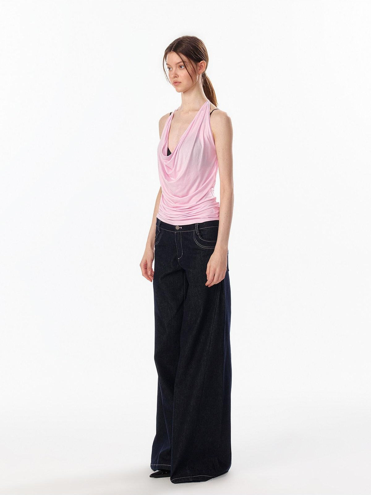 ALINNV Plunging Deep V Halter Tie Backless Strappy Slim Women&