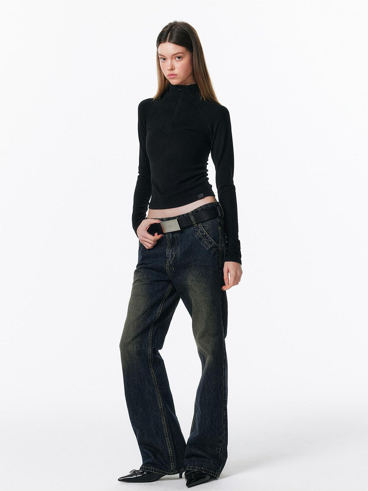 ALINNV Plush Half High Collar Zip Women&