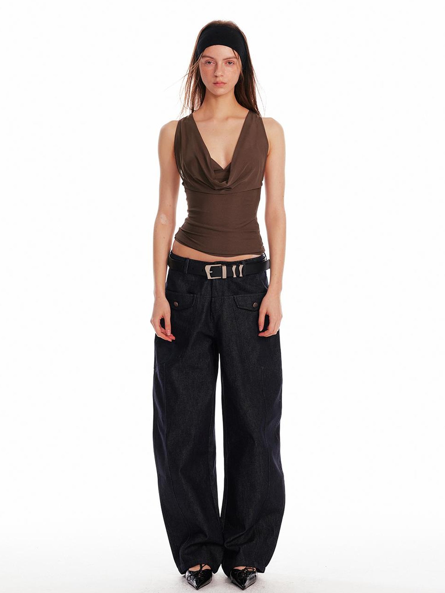 ALINNV STUDIO Acetate Knit V-Neck Tank Top and Camisole Two-Piece Set