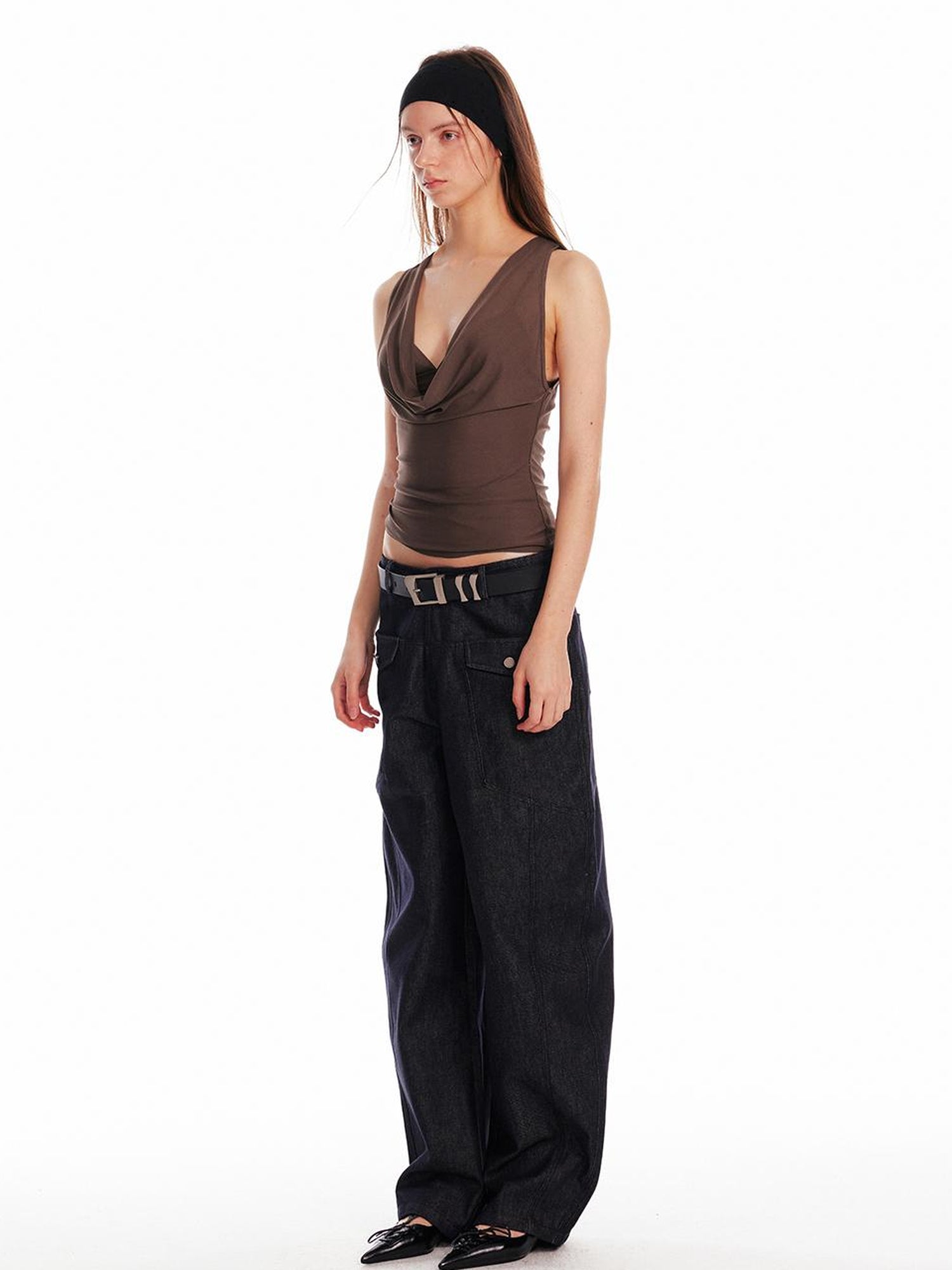 ALINNV STUDIO Acetate Knit V-Neck Tank Top and Camisole Two-Piece Set