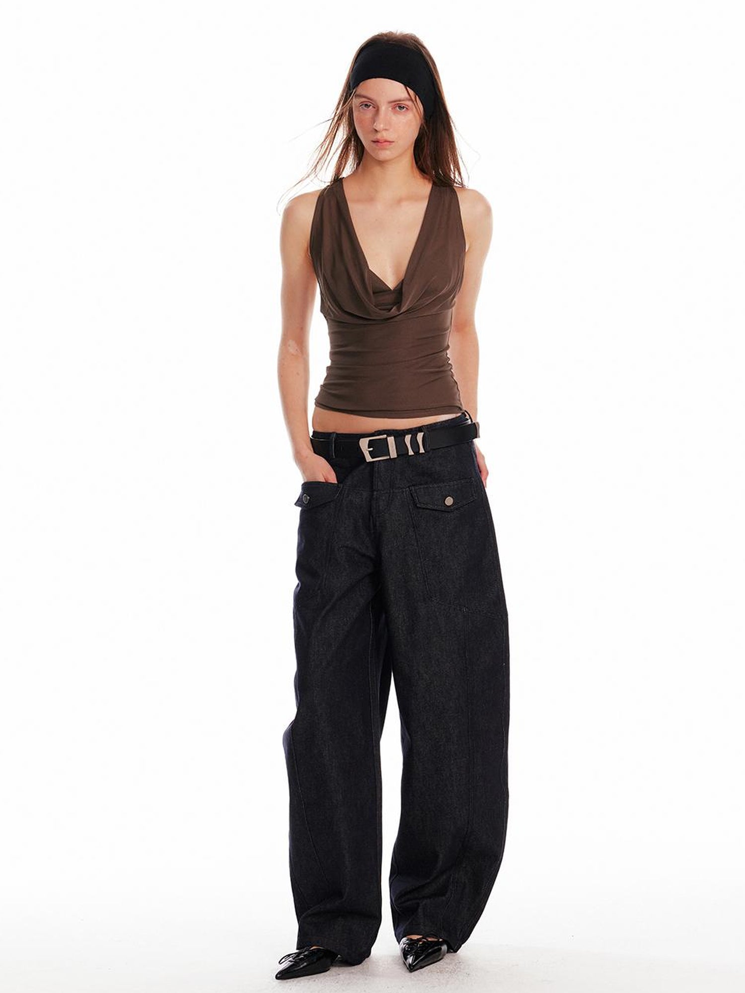 ALINNV STUDIO Acetate Knit V-Neck Tank Top and Camisole Two-Piece Set