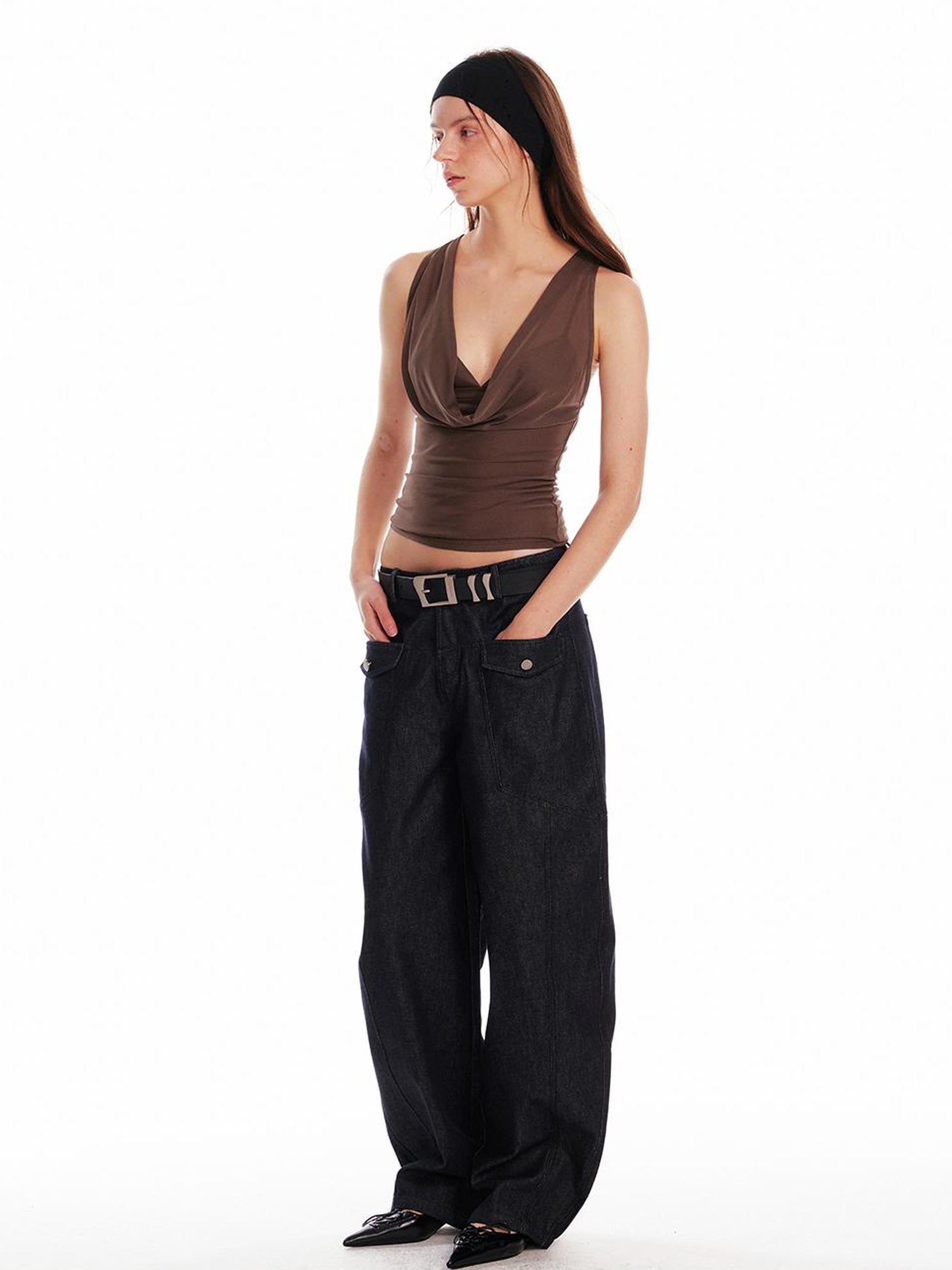 ALINNV STUDIO Acetate Knit V-Neck Tank Top and Camisole Two-Piece Set