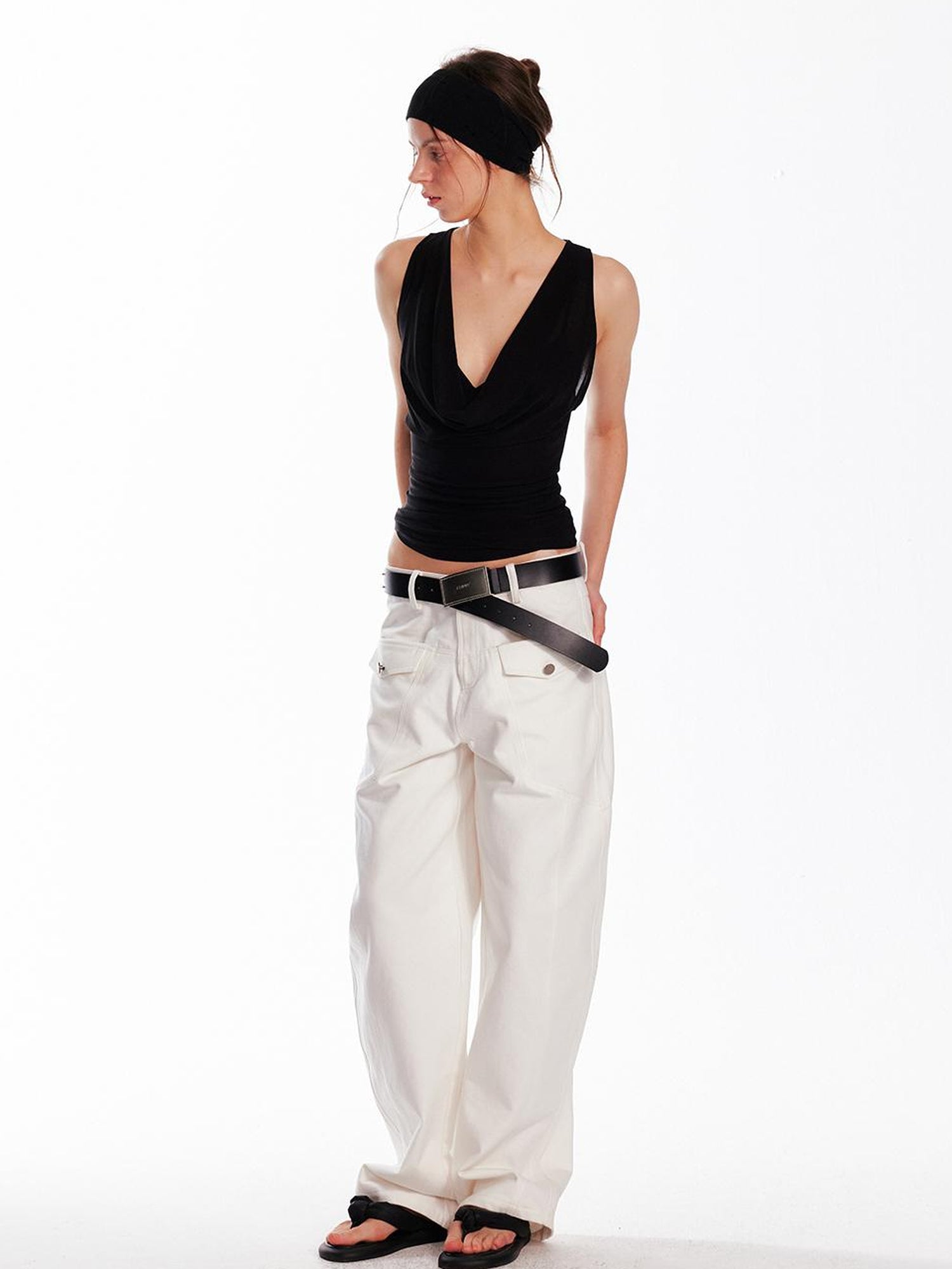 ALINNV STUDIO Acetate Knit V-Neck Tank Top and Camisole Two-Piece Set