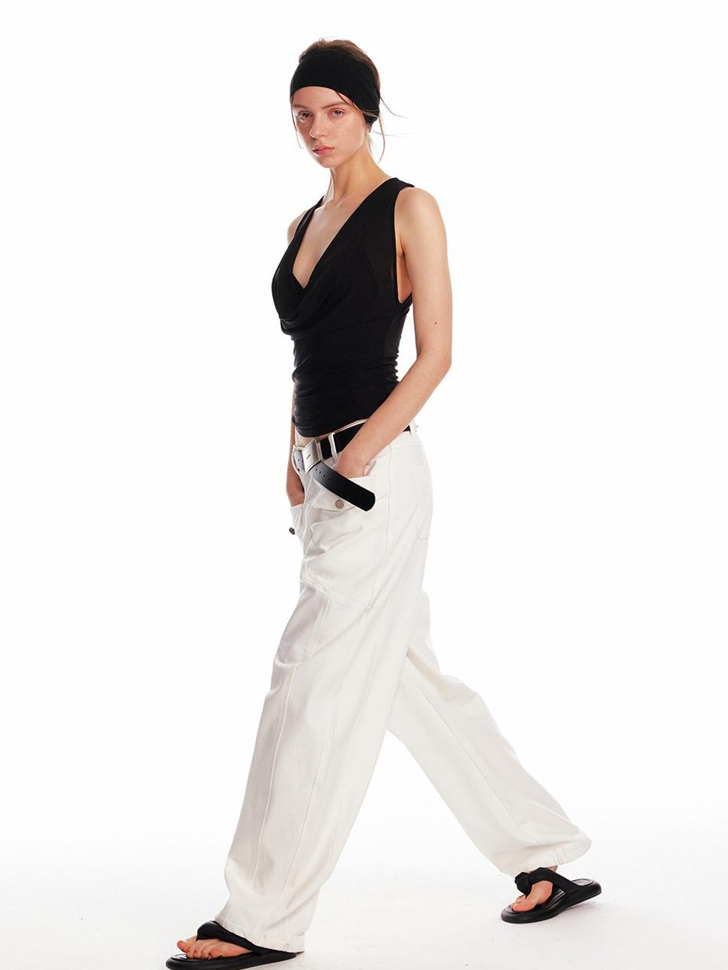 ALINNV STUDIO Acetate Knit V-Neck Tank Top and Camisole Two-Piece Set