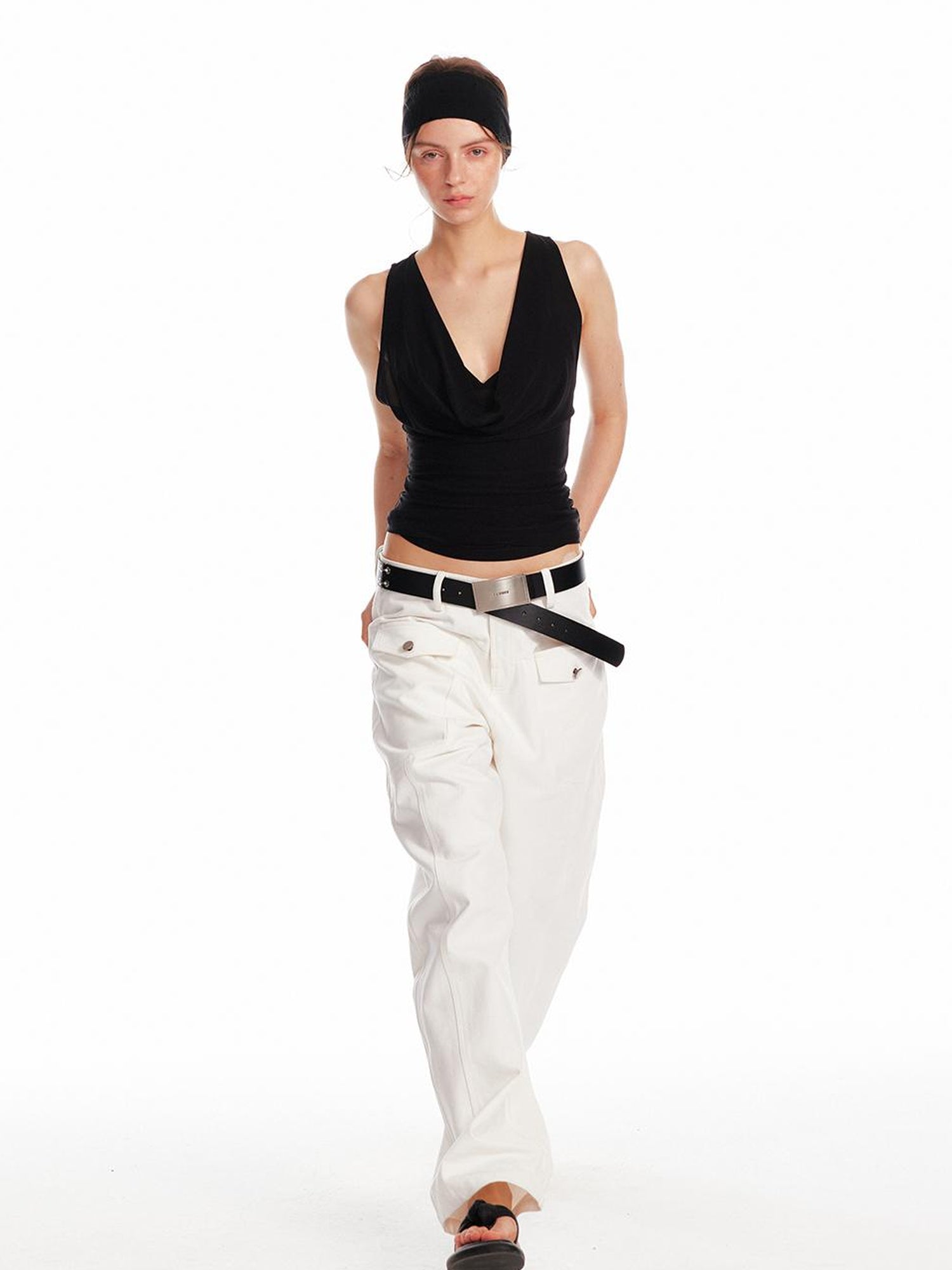 ALINNV STUDIO Acetate Knit V-Neck Tank Top and Camisole Two-Piece Set