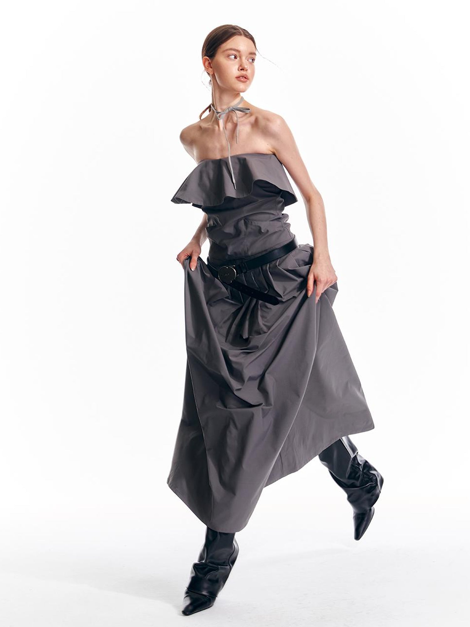 ALINNV STUDIO Adjustable Strapless Jumpsuit Dress With Pocket Detail