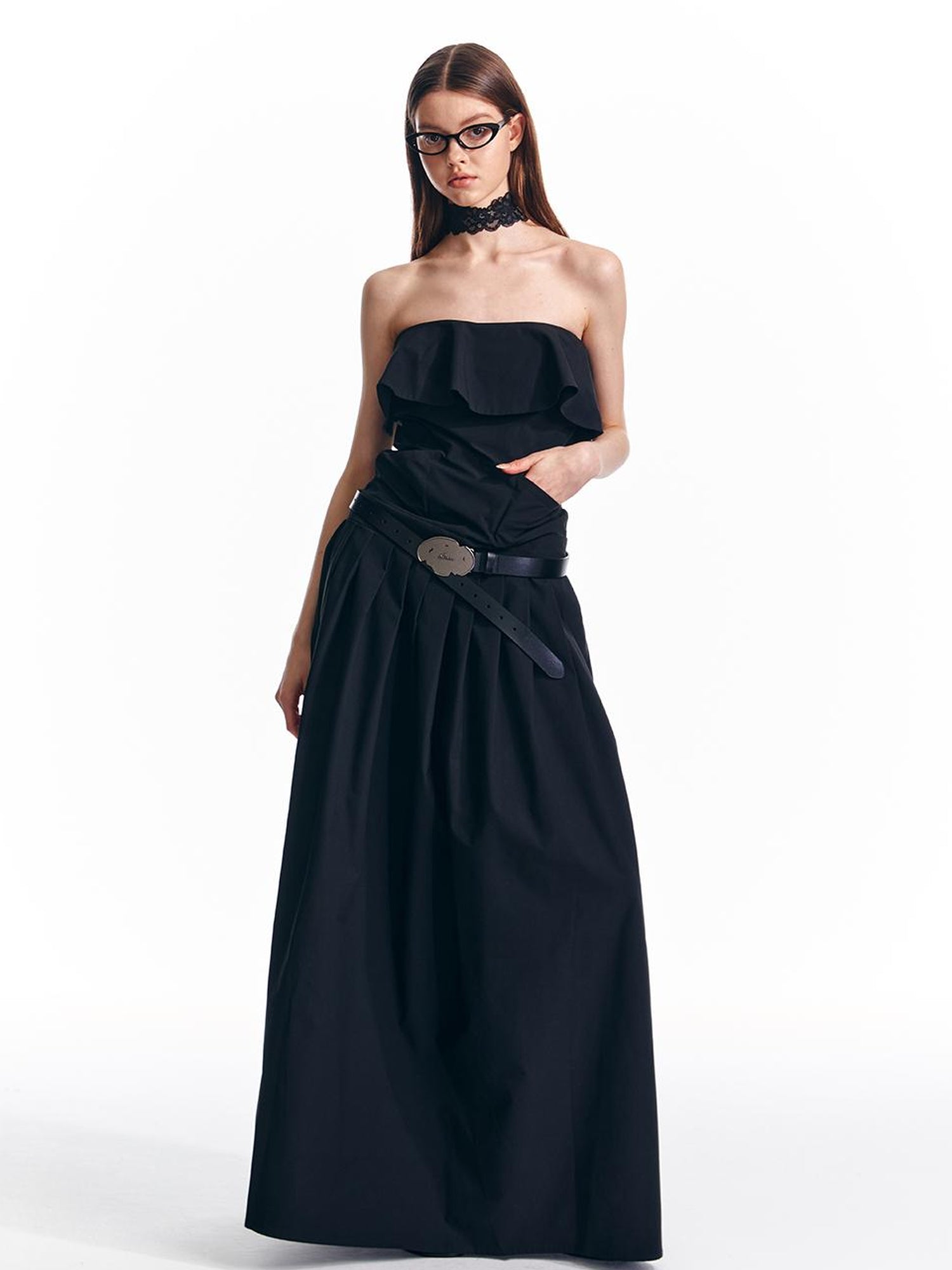 ALINNV STUDIO Adjustable Strapless Jumpsuit Dress With Pocket Detail