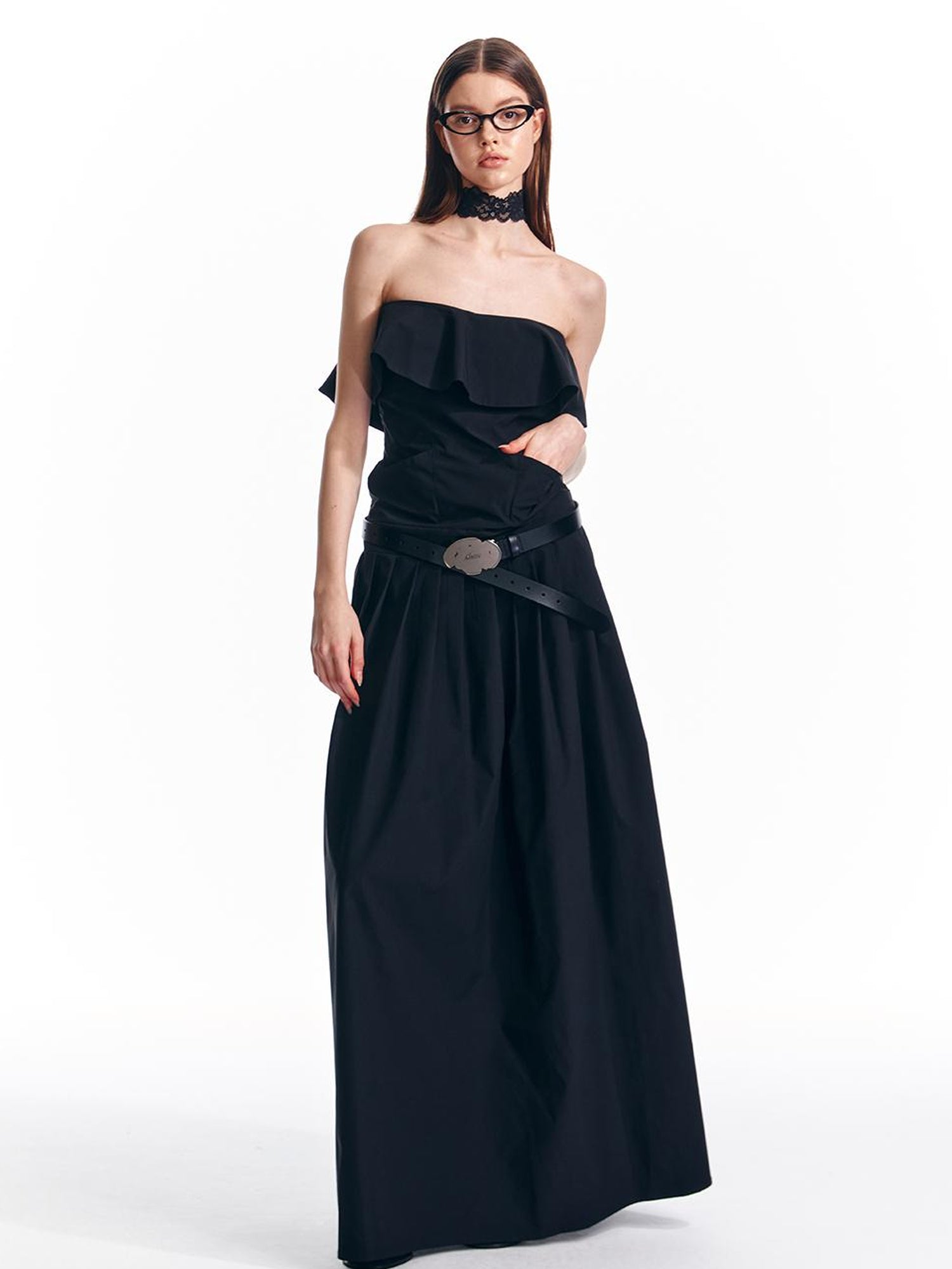 ALINNV STUDIO Adjustable Strapless Jumpsuit Dress With Pocket Detail