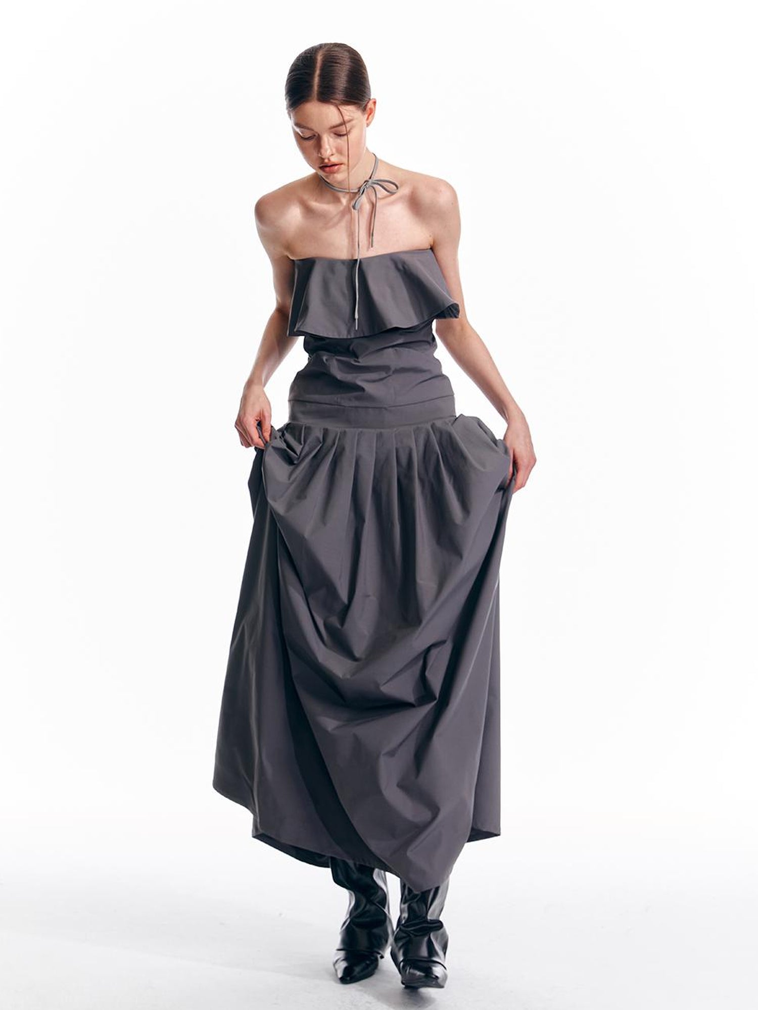 ALINNV STUDIO Adjustable Strapless Jumpsuit Dress With Pocket Detail