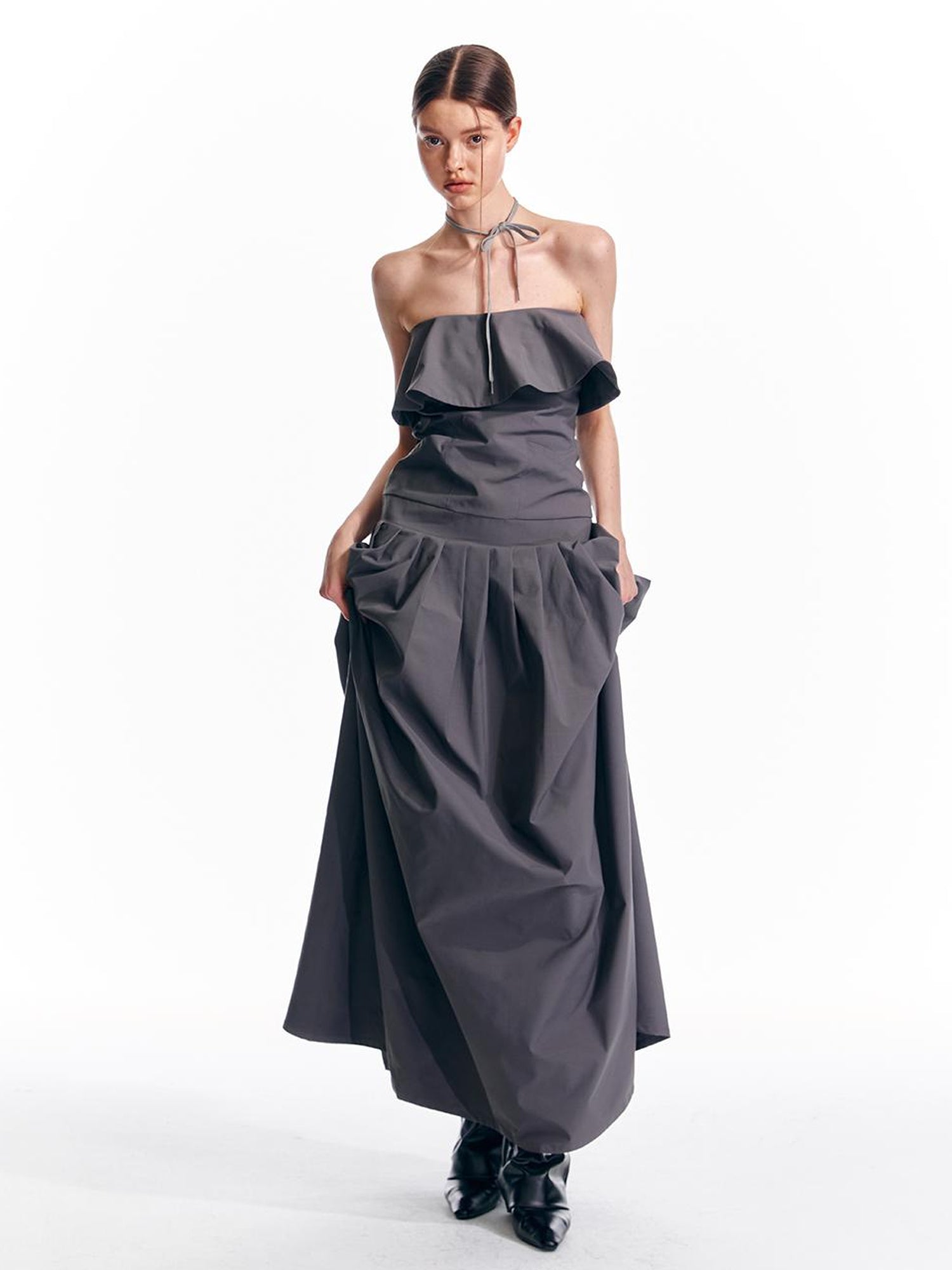 ALINNV STUDIO Adjustable Strapless Jumpsuit Dress With Pocket Detail