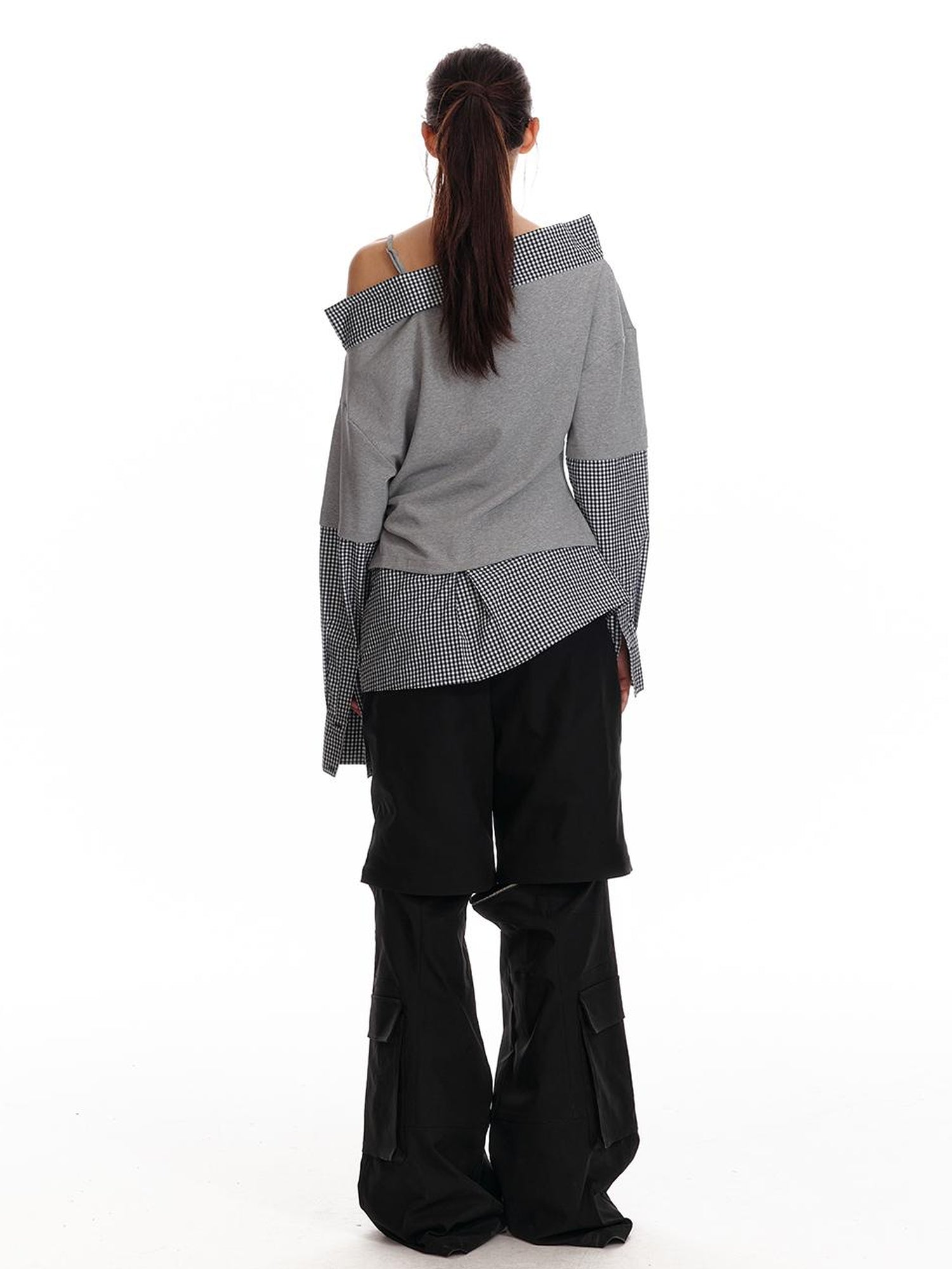 ALINNV STUDIO Asymmetric Off Shoulder Layered Blouse