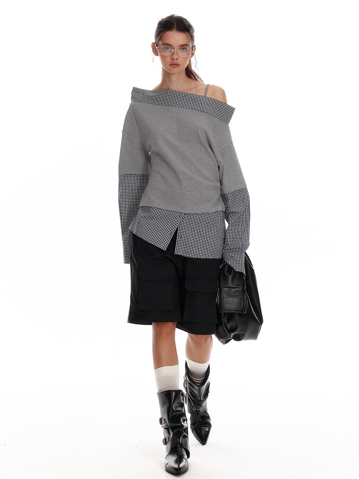 ALINNV STUDIO Asymmetric Off Shoulder Layered Blouse