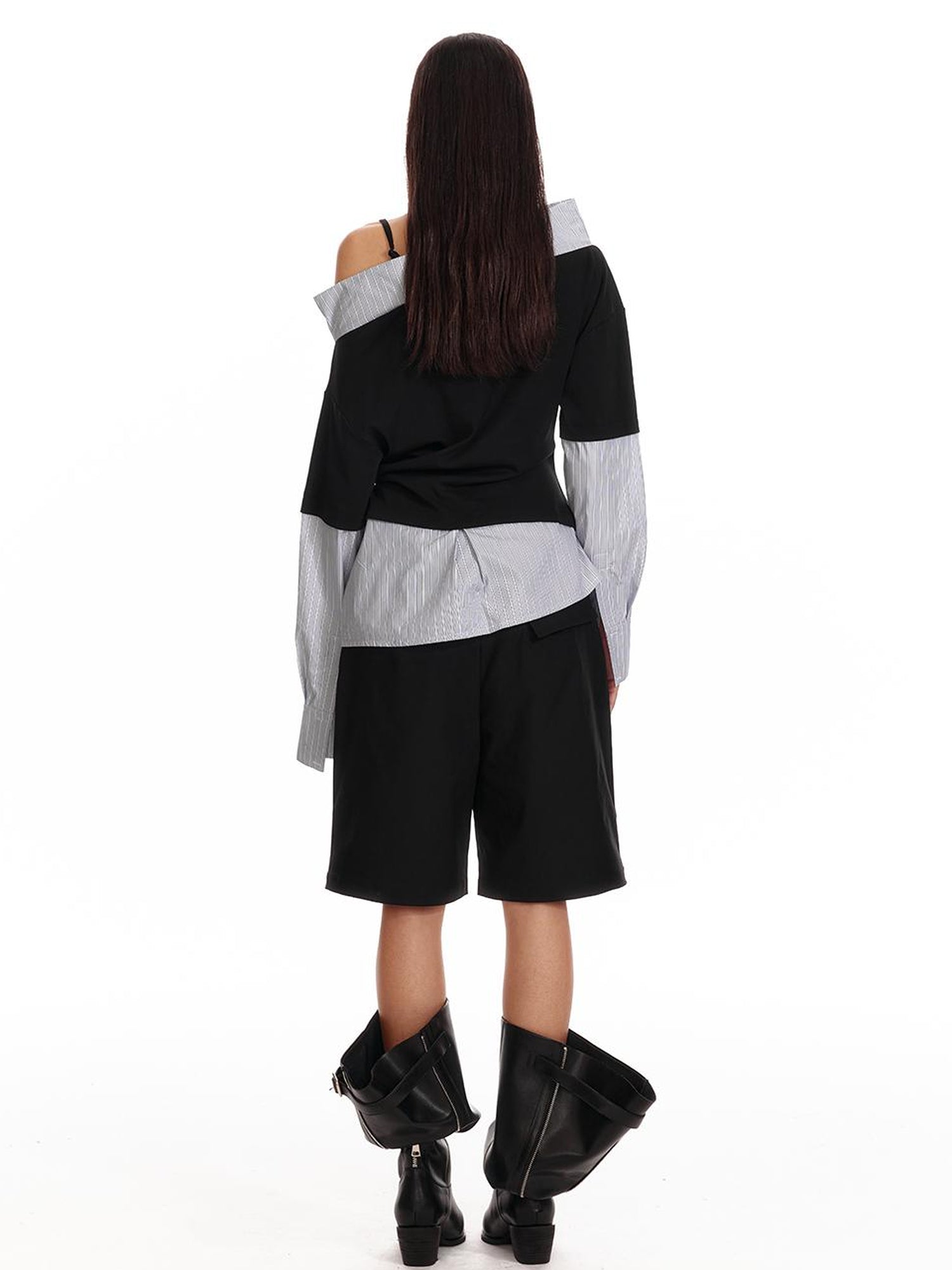 ALINNV STUDIO Asymmetric Off Shoulder Layered Blouse