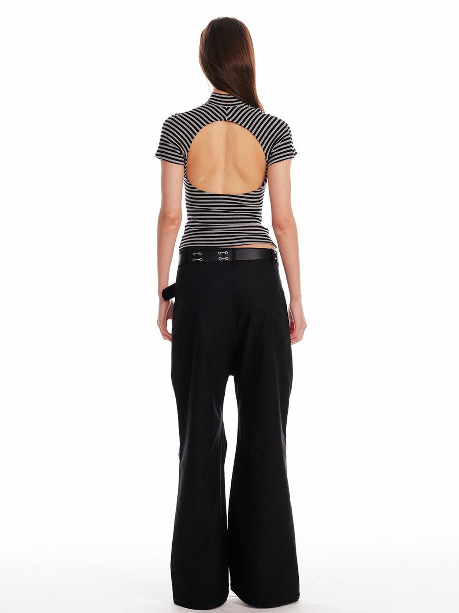 ALINNV STUDIO Backless Slim Fit T Shirt Women Summer 2025